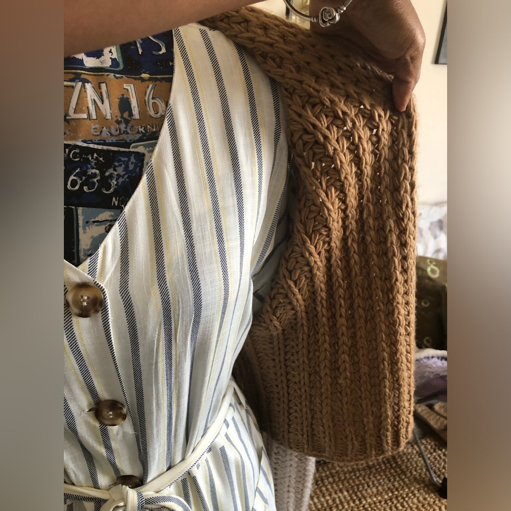 Adorable Neutral Color Block Knit Cardigan - Picture 10 of 11